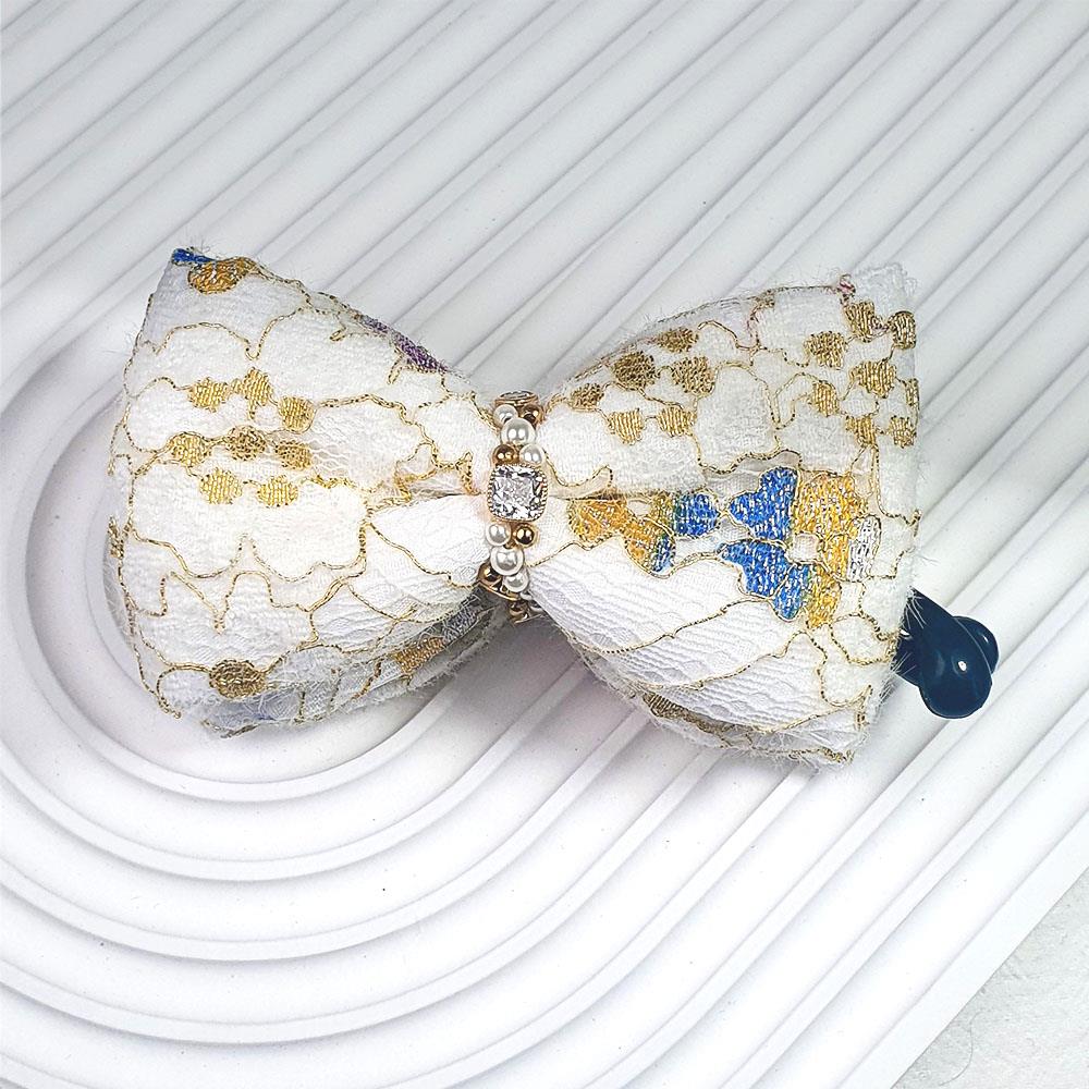 【花田囍飾】BC24048 刺繡精巧蝴蝶結台灣手工香蕉夾