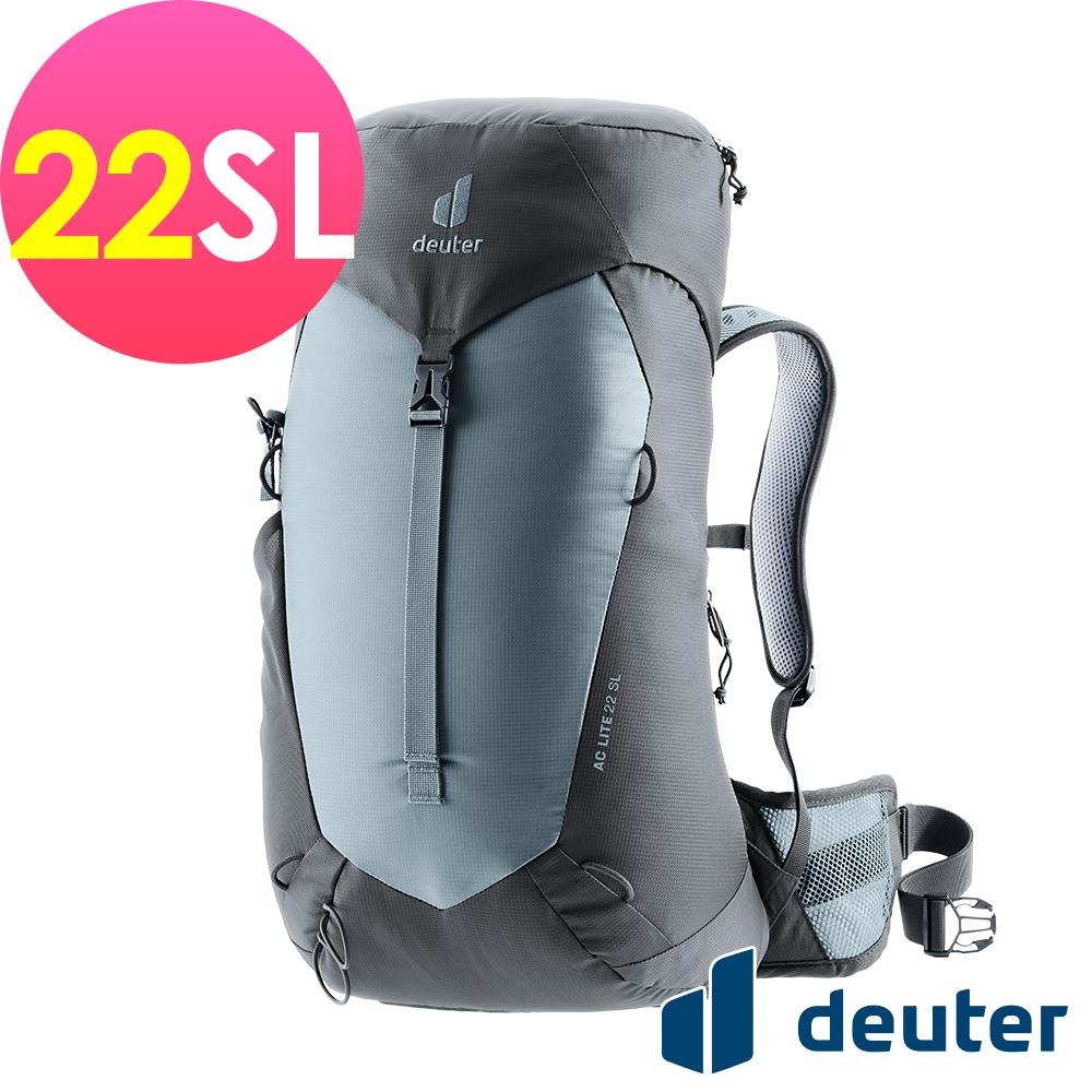 【deuter 德國】AC LITE網架直立式透氣背包/女性窄肩款22SL(3420724深灰黑/登山背包)