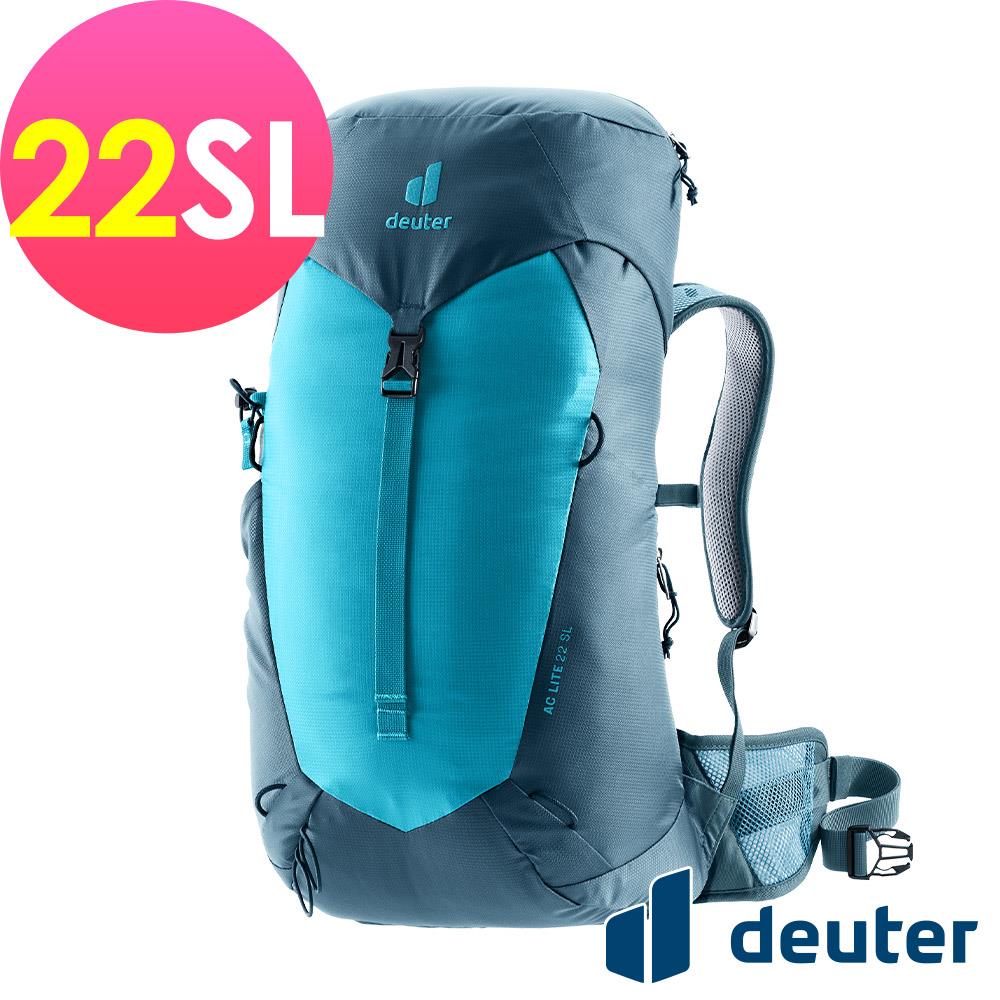 【deuter 德國】AC LITE網架直立式透氣背包/女性窄肩款22SL(3420724藍/登山背包)