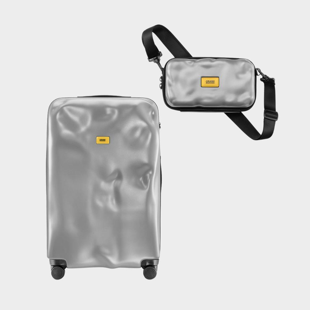 【Crash Baggage】 CRASH ICON 行李箱 26 吋 + MINI ICON 撞擊隨身包 (極光銀)