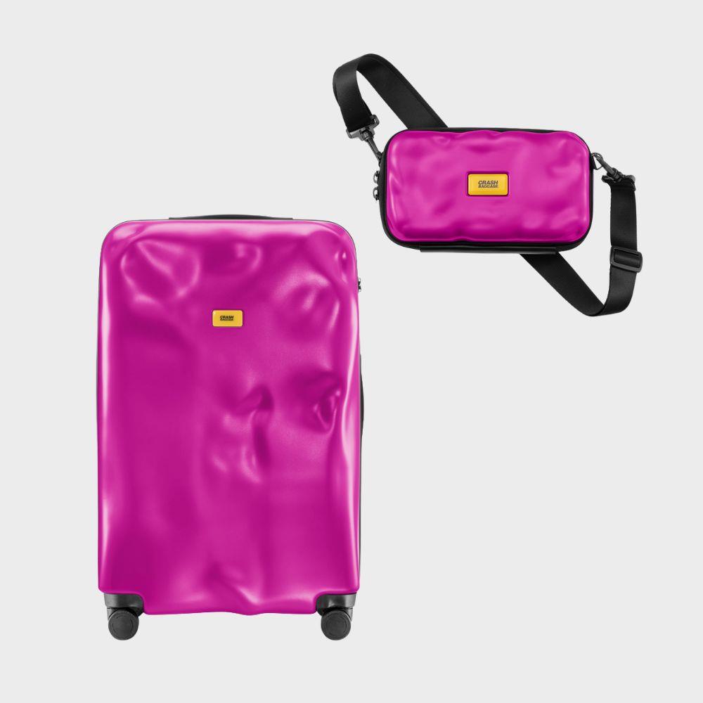 【Crash Baggage】 CRASH ICON 行李箱 26 吋 + MINI ICON 撞擊隨身包 (洋紅)