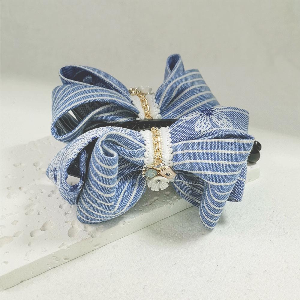 【花⽥囍飾】BC24053刺繡牛仔風台灣手工雙層香蕉夾