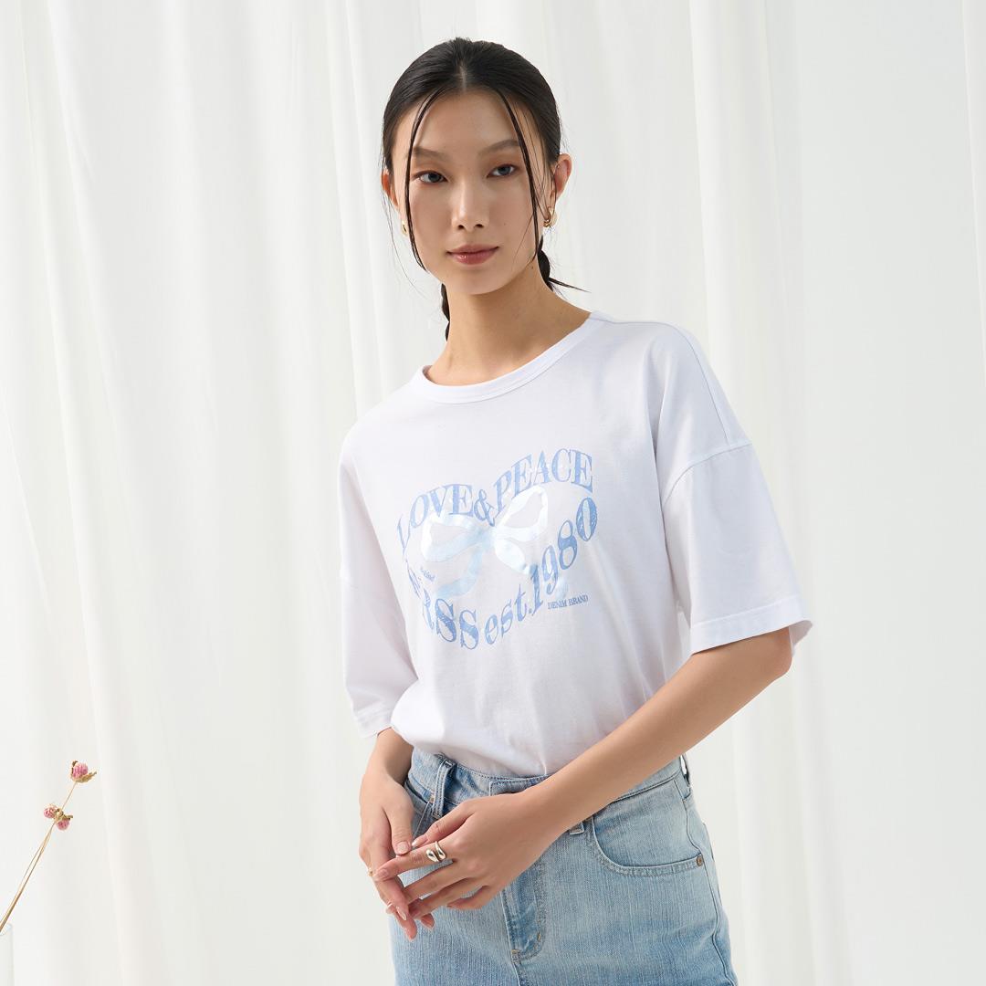 愛與和平大緞帶TEE(白色)-女