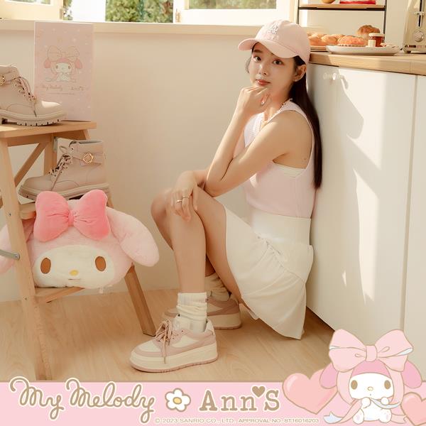 🍀兩雙現折$699🍀Ann’S X Sanrio三麗鷗 美樂蒂聯名 精緻刺繡厚底休閒鞋小白鞋4.5cm-粉