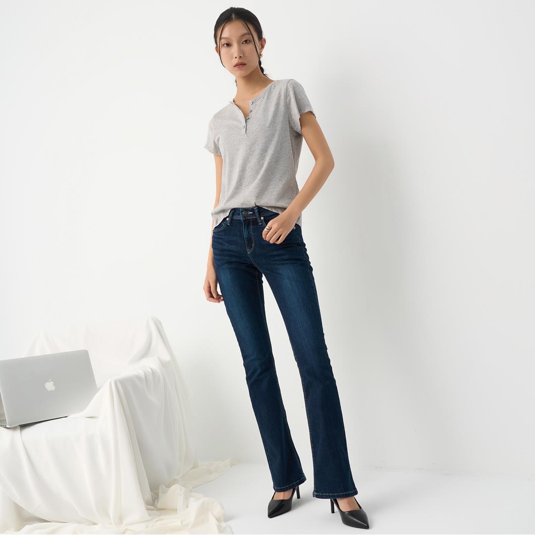 女經典亨利領休閒短tee(淺麻灰)-女