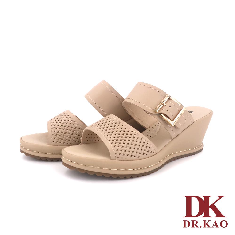 【DK 氣墊鞋】時尚方扣氣墊楔型涼鞋 75-4387-40 粉紅