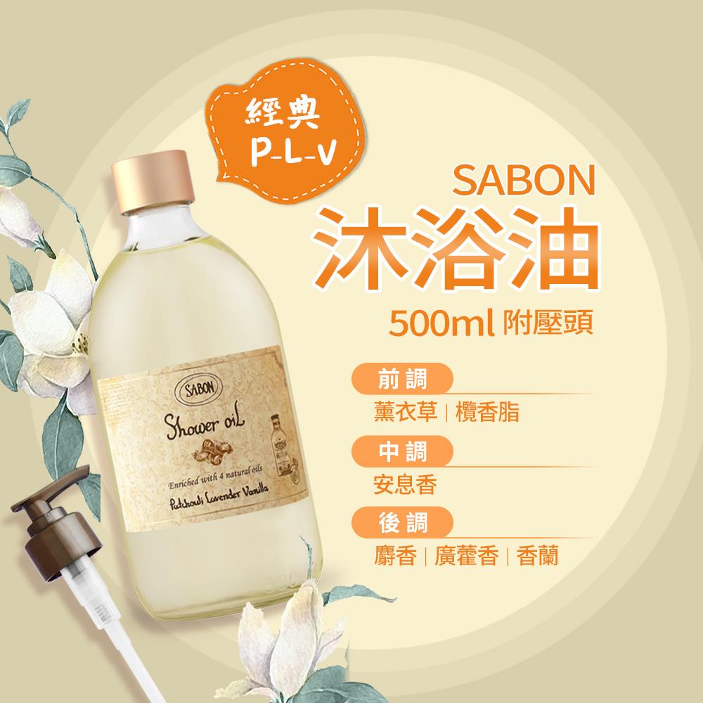 【SABON】經典P-L-V沐浴油 附壓頭((500ml)-國際航空版)
