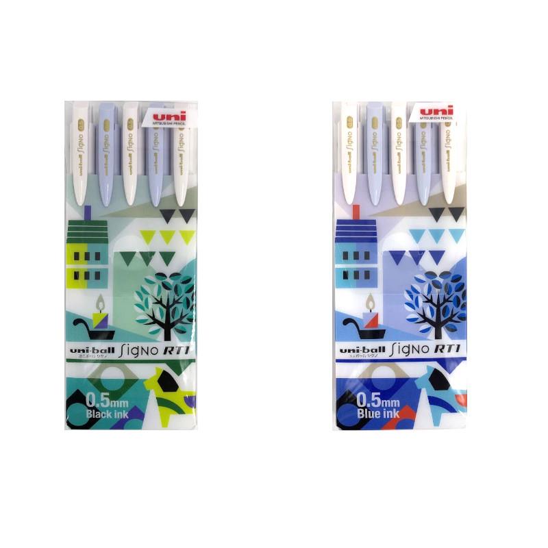 (限量)【有盒版】三菱 uni-ball one SINGO 自動鋼珠筆(0.5mm)動物拼接系列5入組-藍芯/黑芯