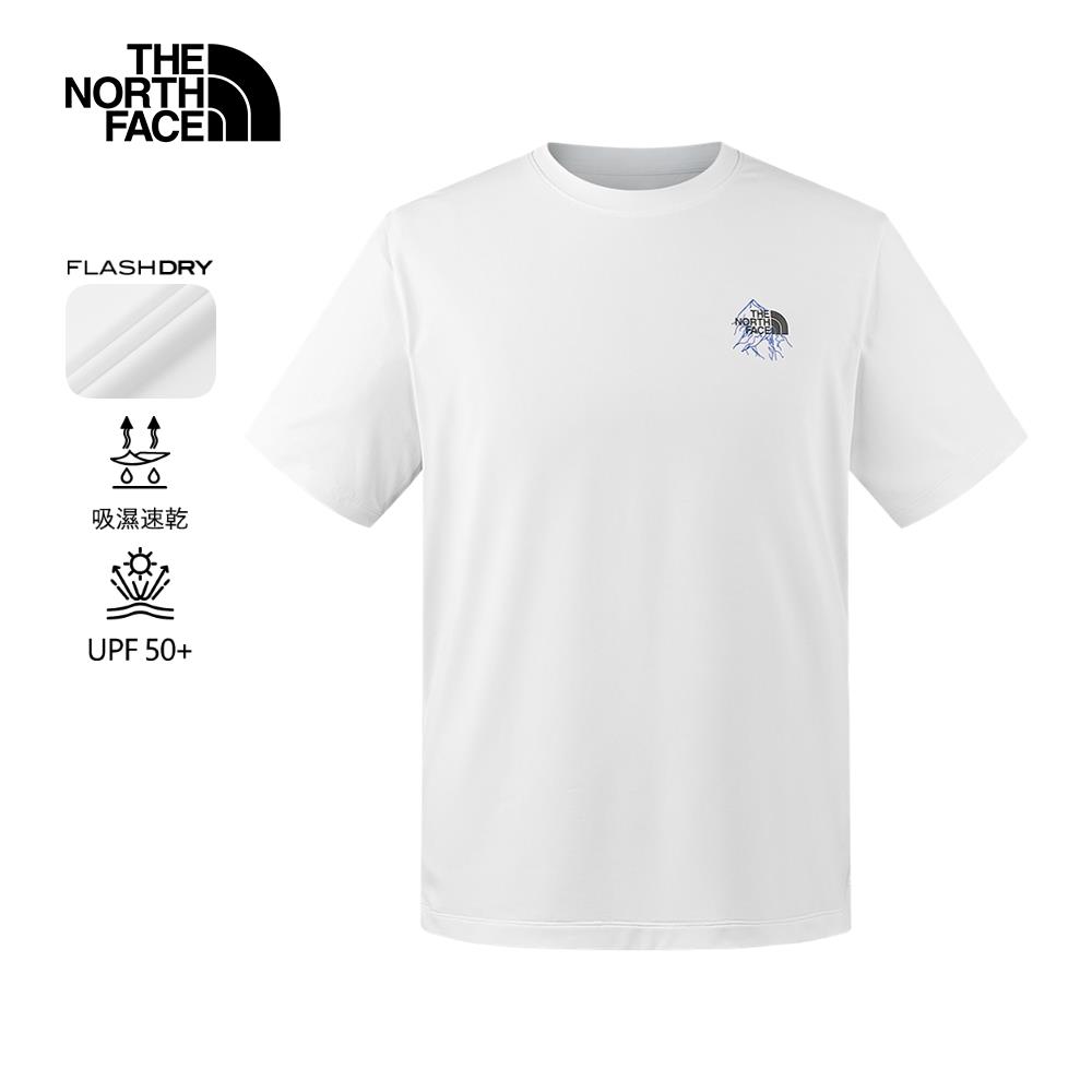 The North Face北面男款UPF白色吸濕排汗防曬LOGO印花短袖T恤｜8CT2FN4