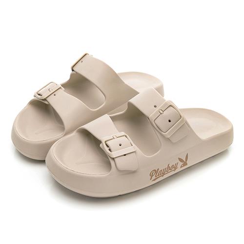⚡線上夏特賣 ON SALE｜PLAYBOY 復古美式 高彈力輕量厚底拖鞋-奶茶(PYT015)