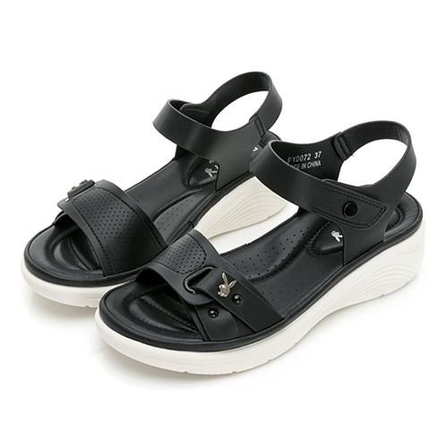 ⚡夏季應援 BIG SALE｜PLAYBOY 悠閑時光 極輕量增高涼鞋-黑(PY0072)