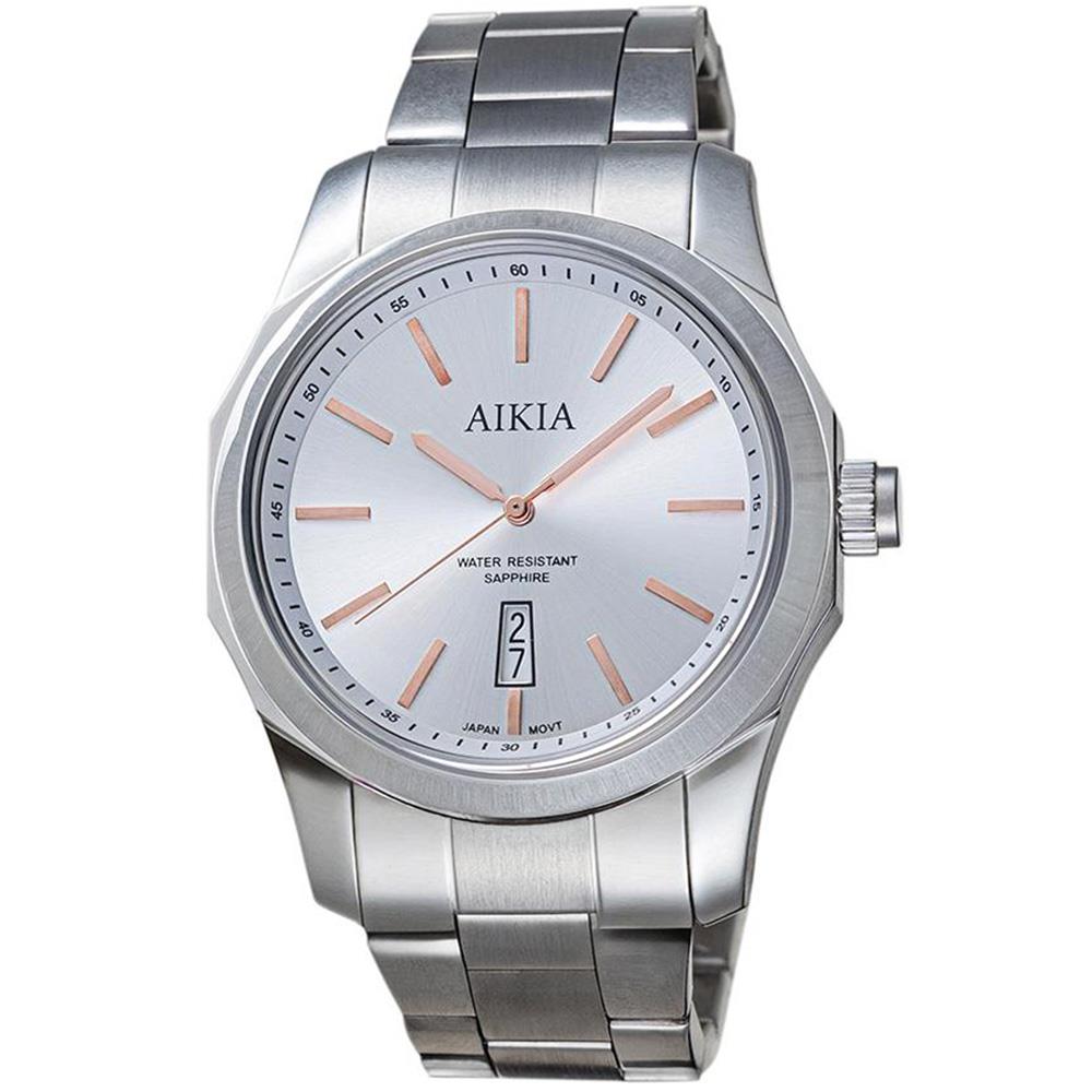 【AIKIA】個性多角形手錶-玫瑰金刻度(AIKIA 台灣腕錶品牌簡約線條、精緻細節時尚米蘭錶帶)