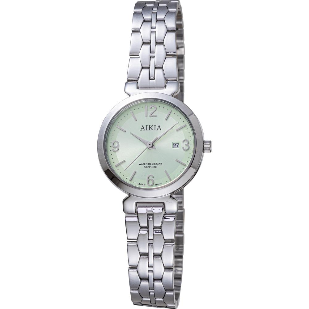 【AIKIA】浪漫小錶徑女錶-淺綠面(AIKIA 台灣腕錶品牌簡約線條、精緻細節時尚米蘭錶帶)