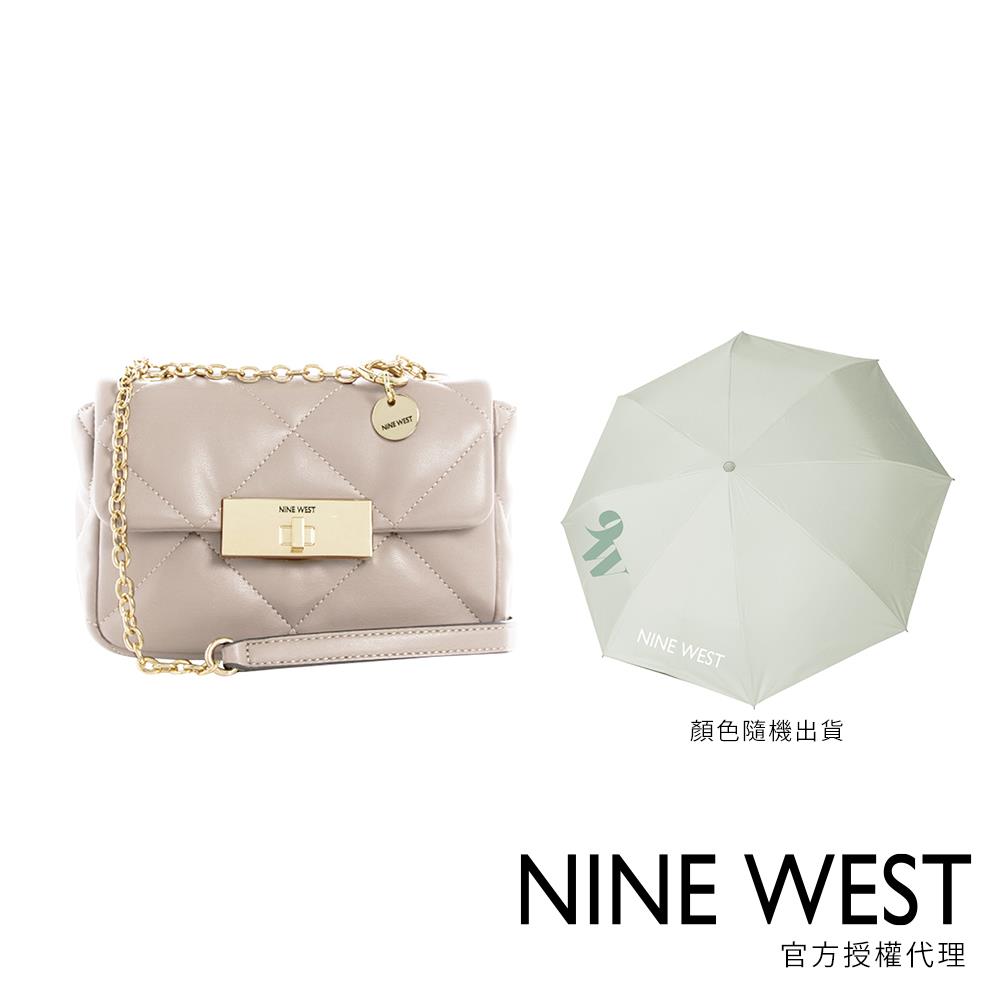 【NINE WEST】迷你斜背包-奶茶色+品牌兩用傘(193314125245+G0016)