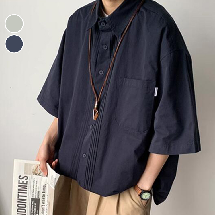 襯衫 復古寬版大口袋短袖襯衫 短襯 短袖 文青 寬版 古著 復古 大口袋 加大尺碼 台灣出貨【NTJ4761】