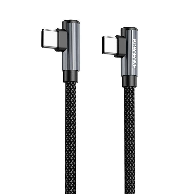【hoco.浩酷】BU50 Type-C To Type-C 彎頭磁吸60W充電數據線(黑色)