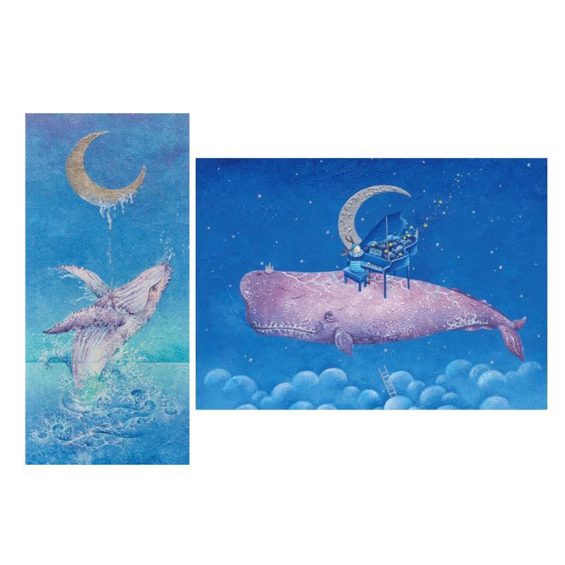 查理宛豬 夜光拼圖-銀月夜之躍(510片)/夜之鯨(520片)