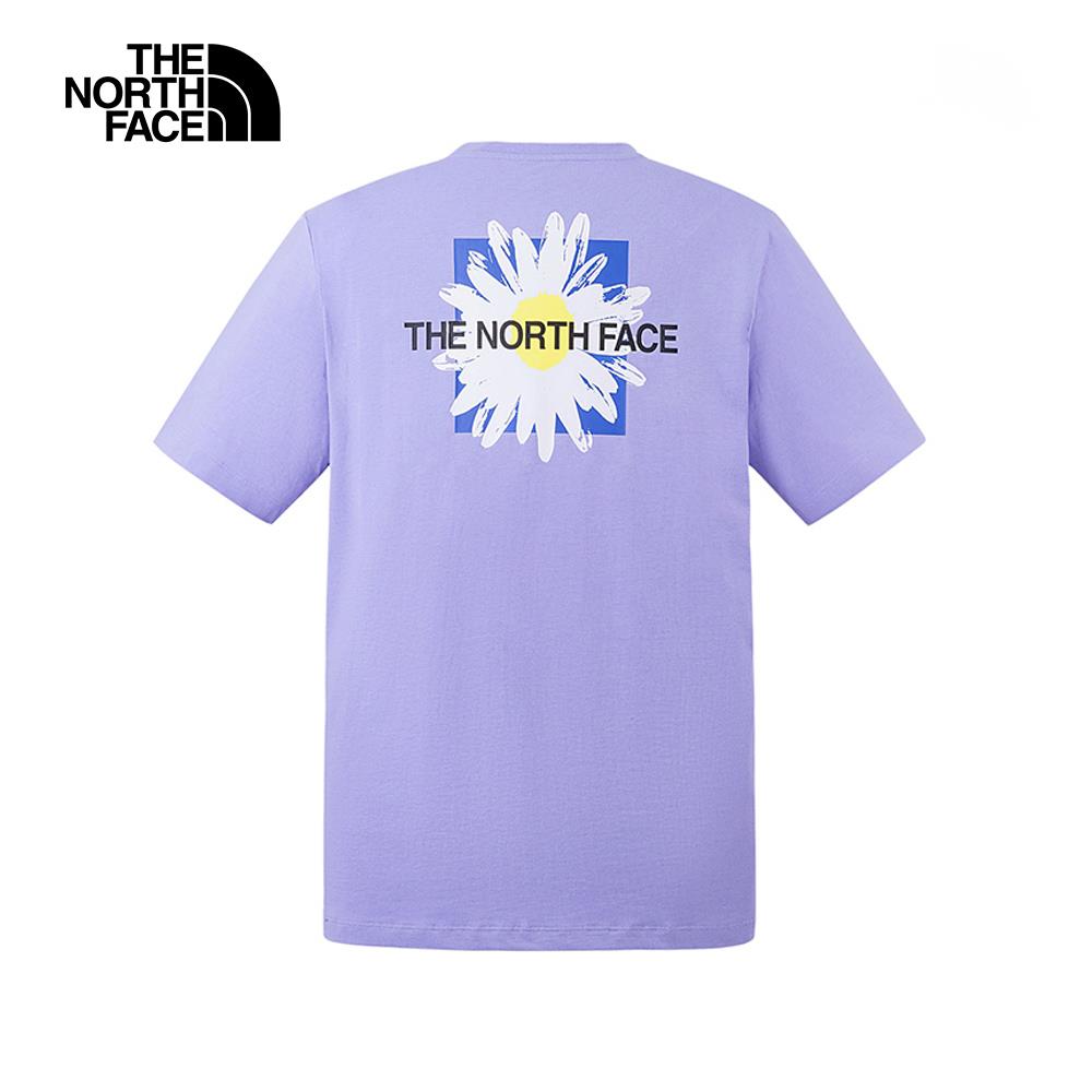 The North Face北面男款紫色純棉自然花卉品牌LOGO印花短袖T恤｜88G5PJO