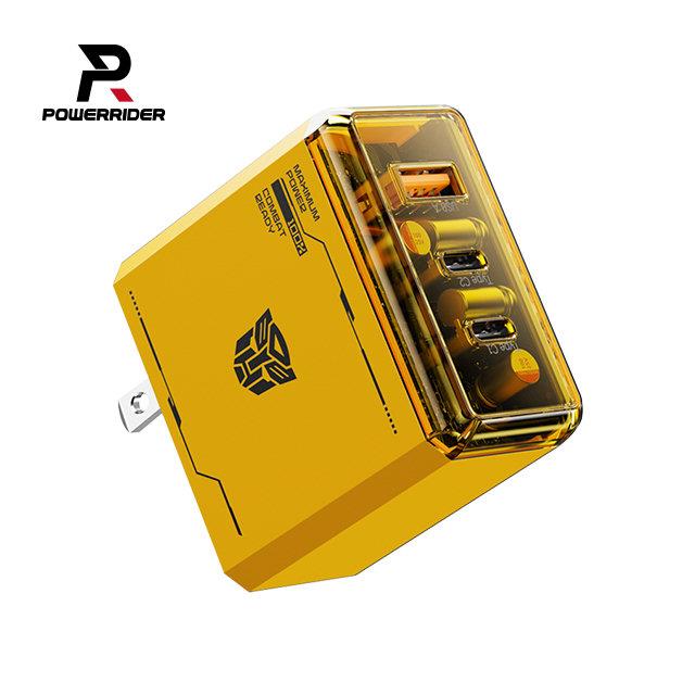 【PowerRider】變形金剛 PD65C 65W三孔PD快速充電器(TF-K11-02)(黑色/黃色)