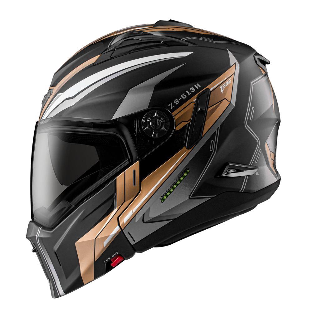 【可全罩可半罩】ZEUS ZS-613H AJ45 鋼 消光黑金 複合式安全帽 【附面甲，拆卸變開放式、安裝變全罩】