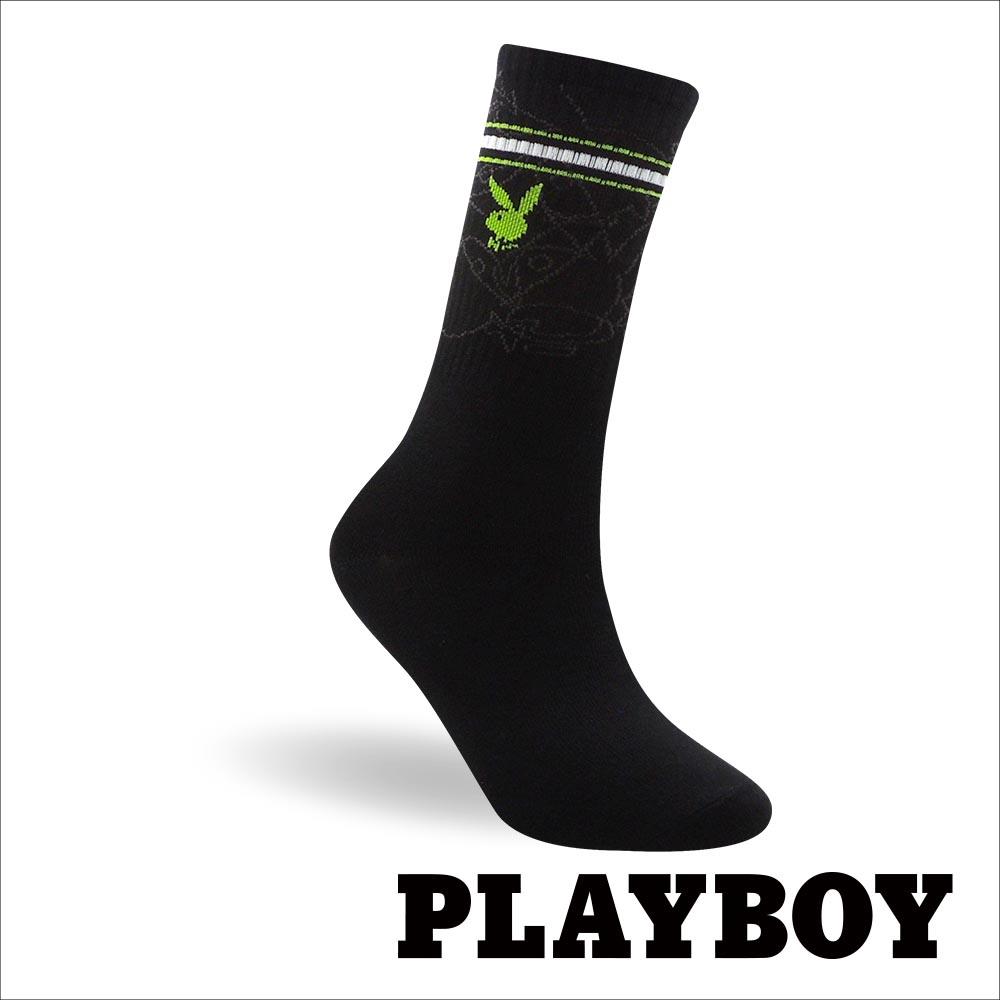 【襪款任選4雙$395 、9雙$750】 PLAYBOY 繽紛兔頭男中筒休閒襪-黑(BB3523)