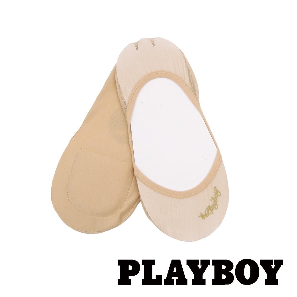 【襪款任選4雙$395 、9雙$750】PLAYBOY 草寫細網氣墊隱形襪-淡卡其 (BY3817)