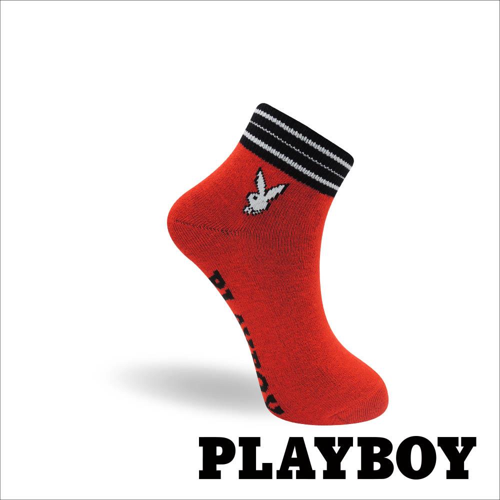【襪款任選3雙$299 、7雙$588】PLAYBOY 亮彩線性女短襪-紅 (BY6623)