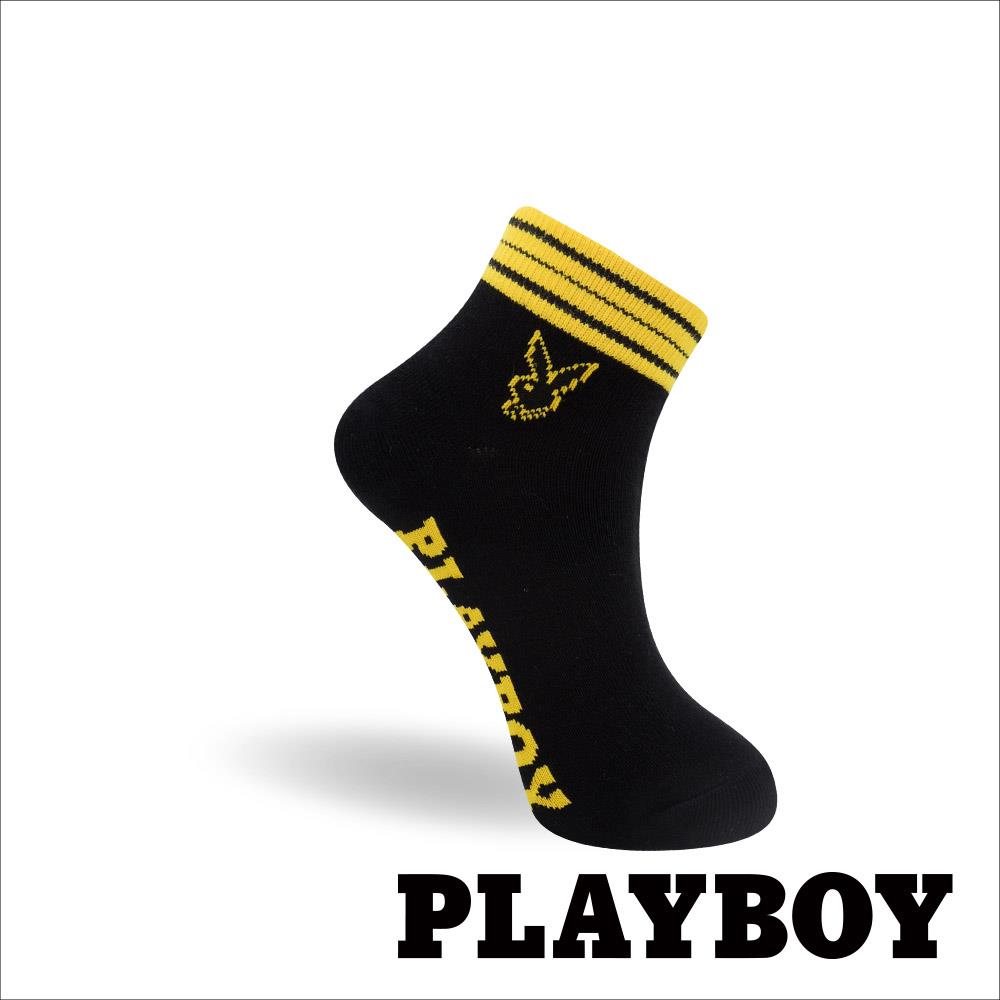 【襪款任選4雙$395 、9雙$750】PLAYBOY 亮彩線性女短襪-黑 (BY6623)
