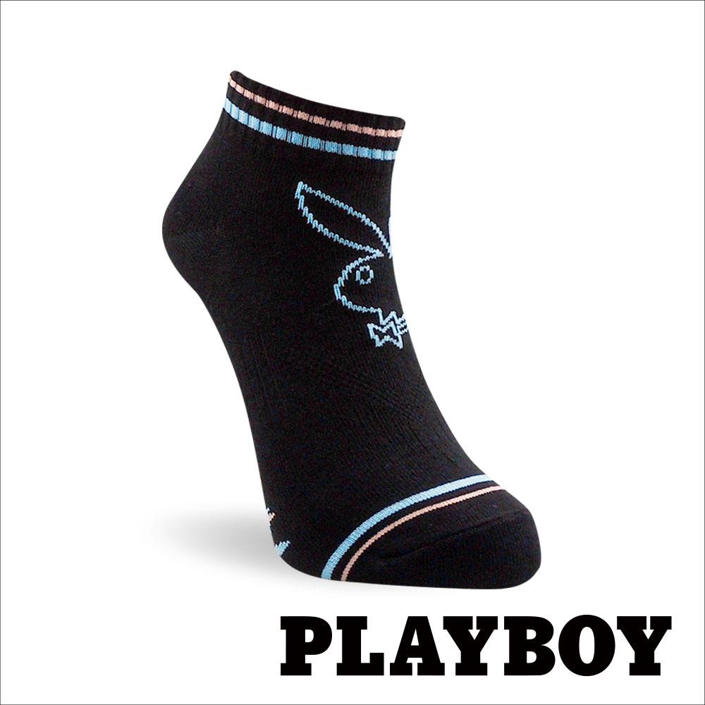 【襪款任選4雙$395 、9雙$750】PLAYBOY 雙雙兔消臭女襪-黑粉 (BY8823)