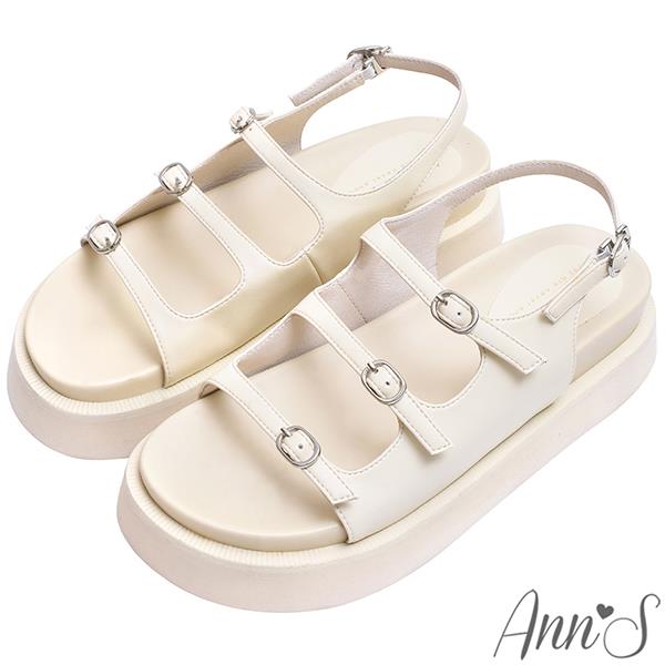 🏖️指定涼鞋專區最高現折$1554🏖️Ann’S二代彈力厚底Plus+簡約三條細帶涼鞋5cm-米白