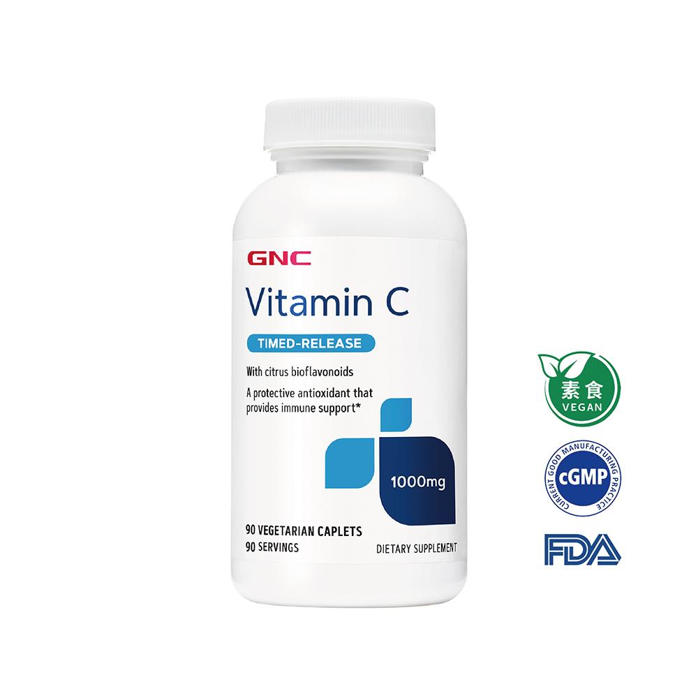 8小時有效釋放 延長保護力 維生素C 1000緩釋食品錠(90錠/瓶)｜GNC TR Vitamin C(90 Tablets)