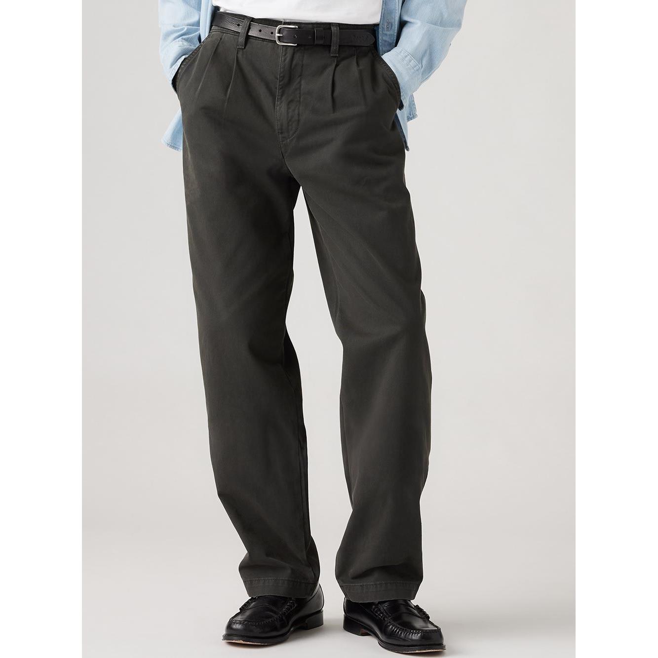 男款 XX CHINO LOOSE打褶黑色卡其褲 熱賣單品