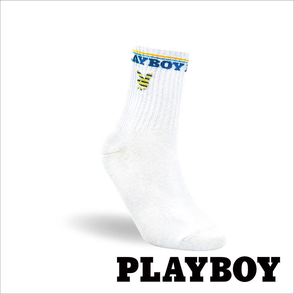 【襪款任選4雙$395 、9雙$750】 PLAYBOY 漸層兔男休閒襪-白(BX3522)