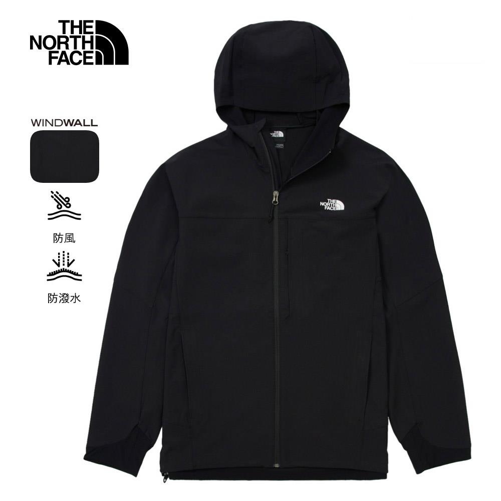 The North Face北面男款黑色防風防潑水連帽外套｜89TK4H0