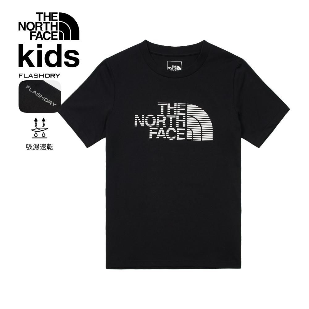 The North Face北面兒童黑色吸濕排汗品牌LOGO短袖T恤｜89XVJK3