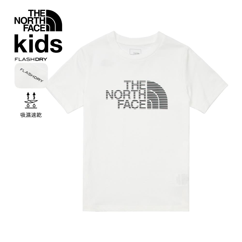 The North Face北面兒童白色吸濕排汗品牌LOGO短袖T恤｜89XVFN4