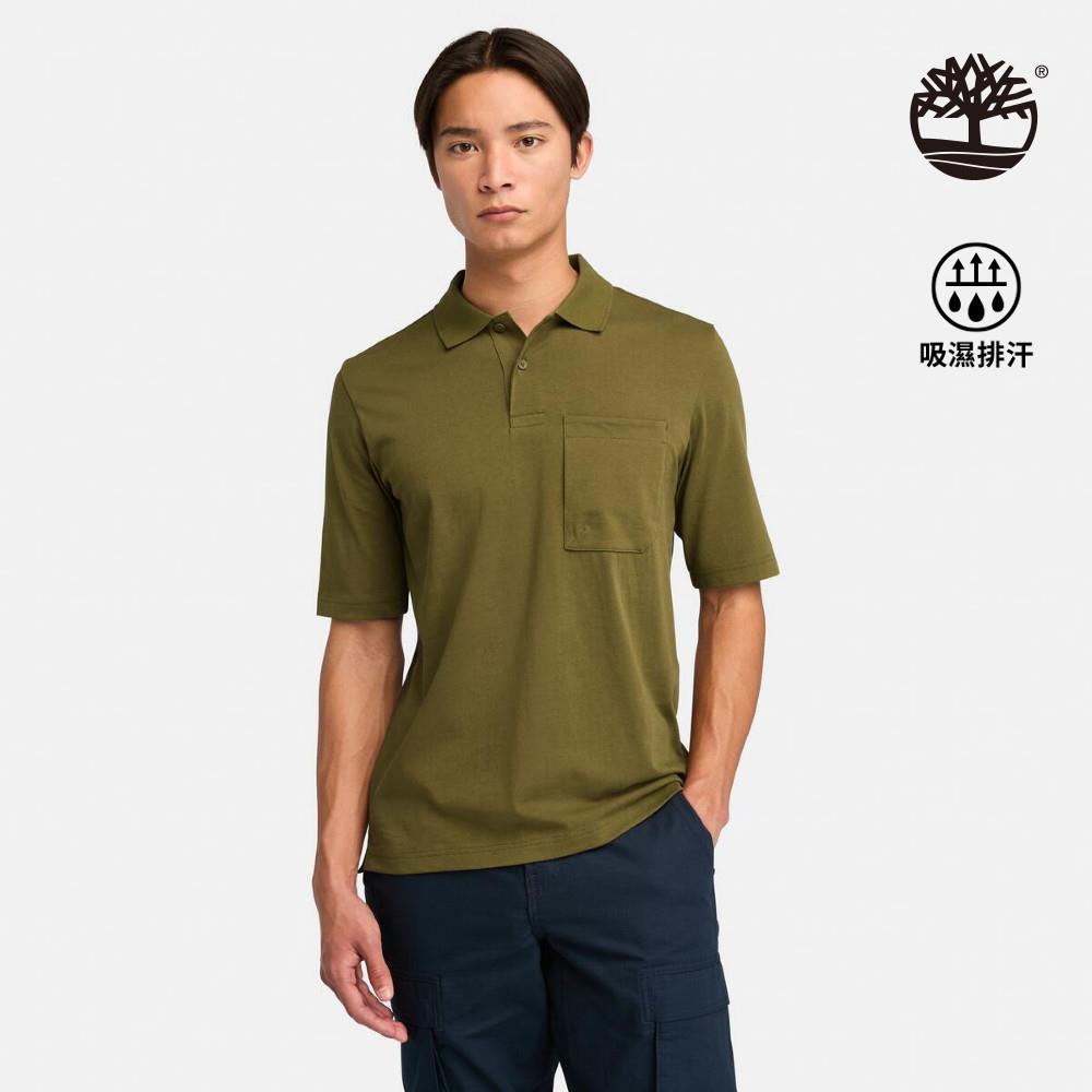 Timberland 男款深橄欖綠抗UV短袖POLO衫|A6427302