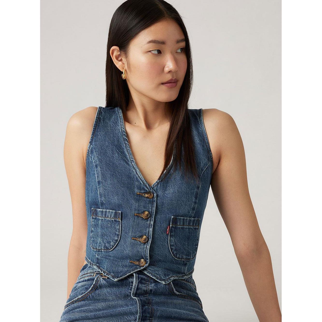 女款 深V復古丹寧牛仔背心 人氣新品