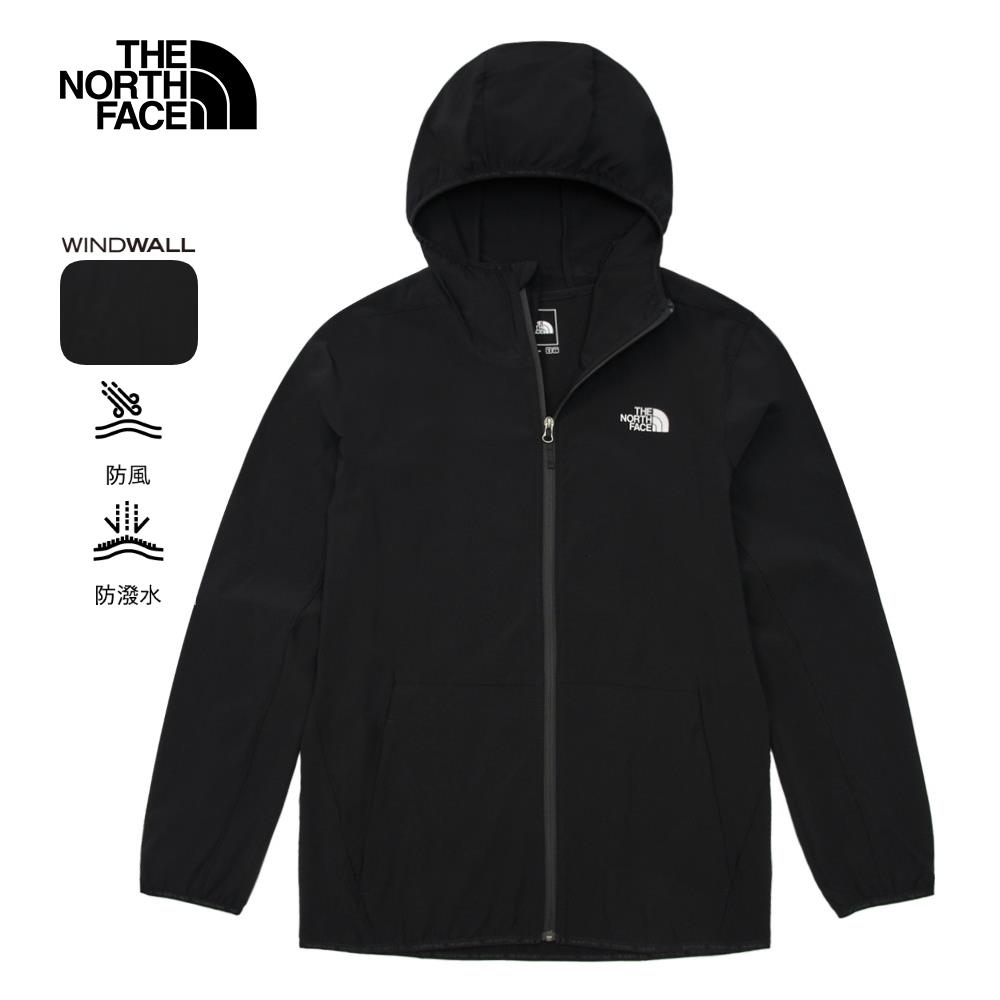The North Face北面男款UPF黑色防風防潑水防曬連帽外套｜7WCY4H0