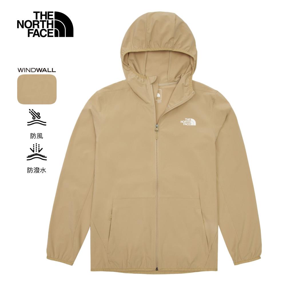 The North Face北面男款UPF卡其色防風防潑水防曬連帽外套｜7WCYLK5