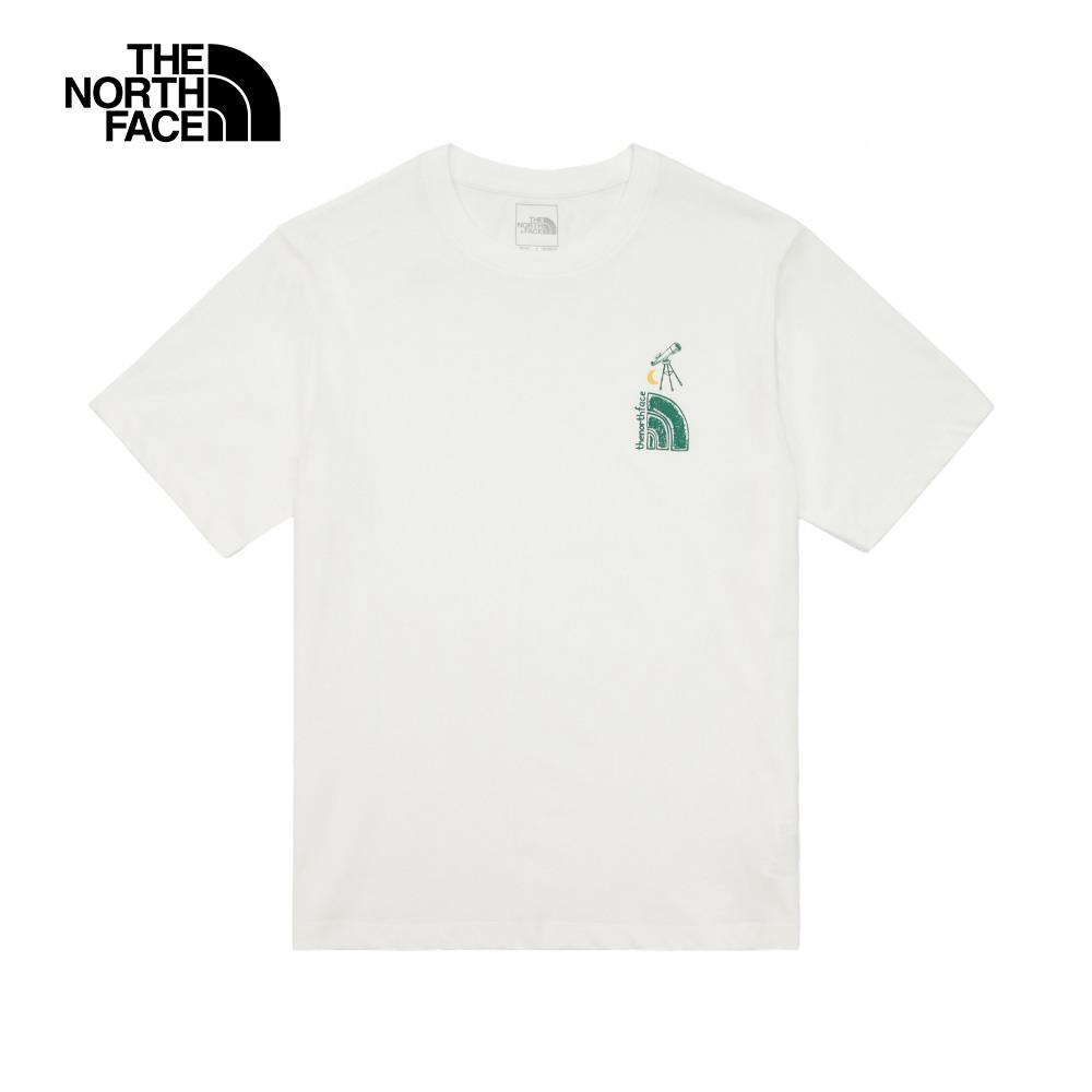 The North Face北面男女款白色純棉舒適趣味印花短袖T恤｜8AT4FN4