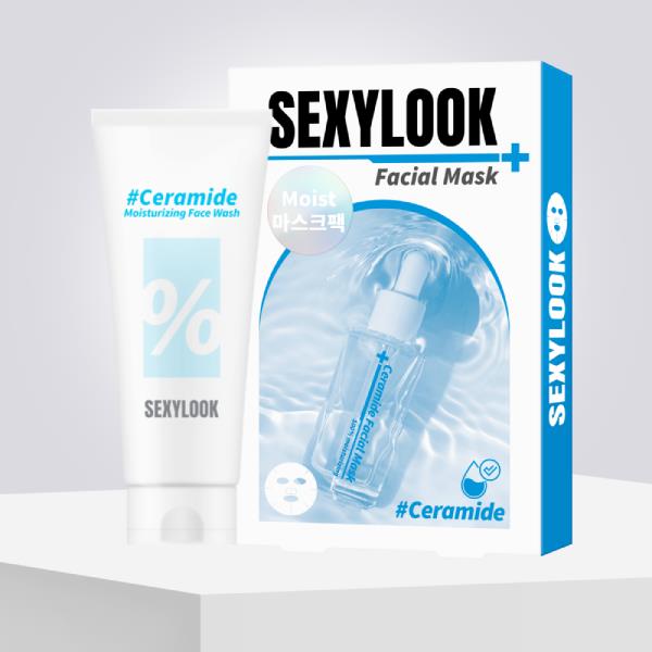 【SEXYLOOK西西露】玻尿酸保濕鎖水組_面膜(5入/盒)x1+洗面乳(120ml) x1