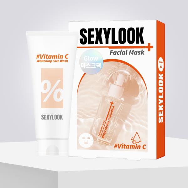 【SEXYLOOK西西露】玻尿酸保濕嫩白組_面膜(5入/盒)x1+洗面乳(120ml)x1