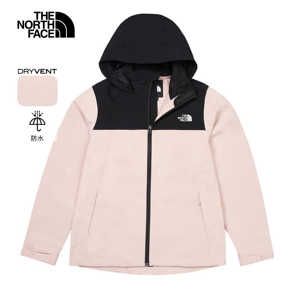 The North Face北面女款粉色防水透氣可調節收納連帽衝鋒衣｜88FYLK6