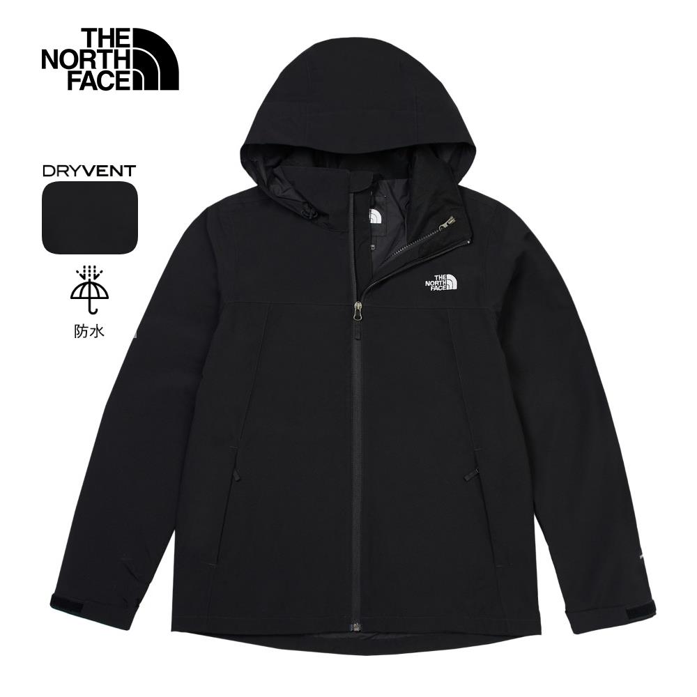 The North Face北面女款黑色防水透氣可調節收納連帽衝鋒衣｜88FY4H0