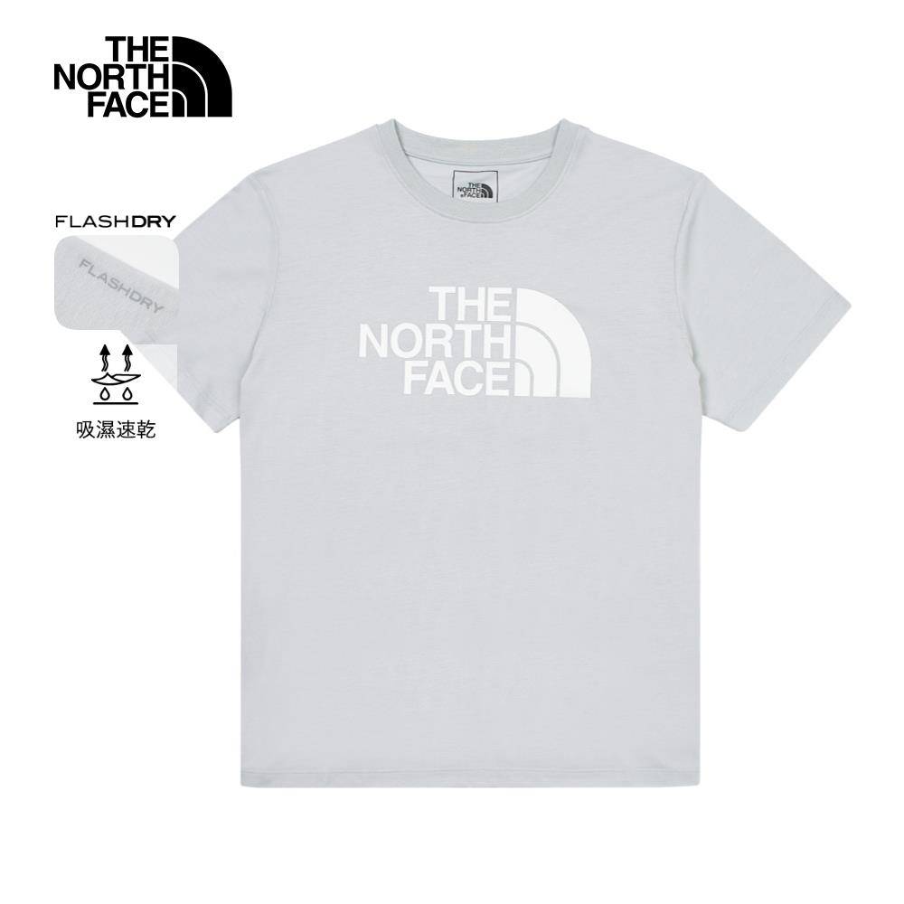 The North Face北面女款灰色吸濕排汗胸前經典品牌LOGO印花短袖T恤|89QUA0M