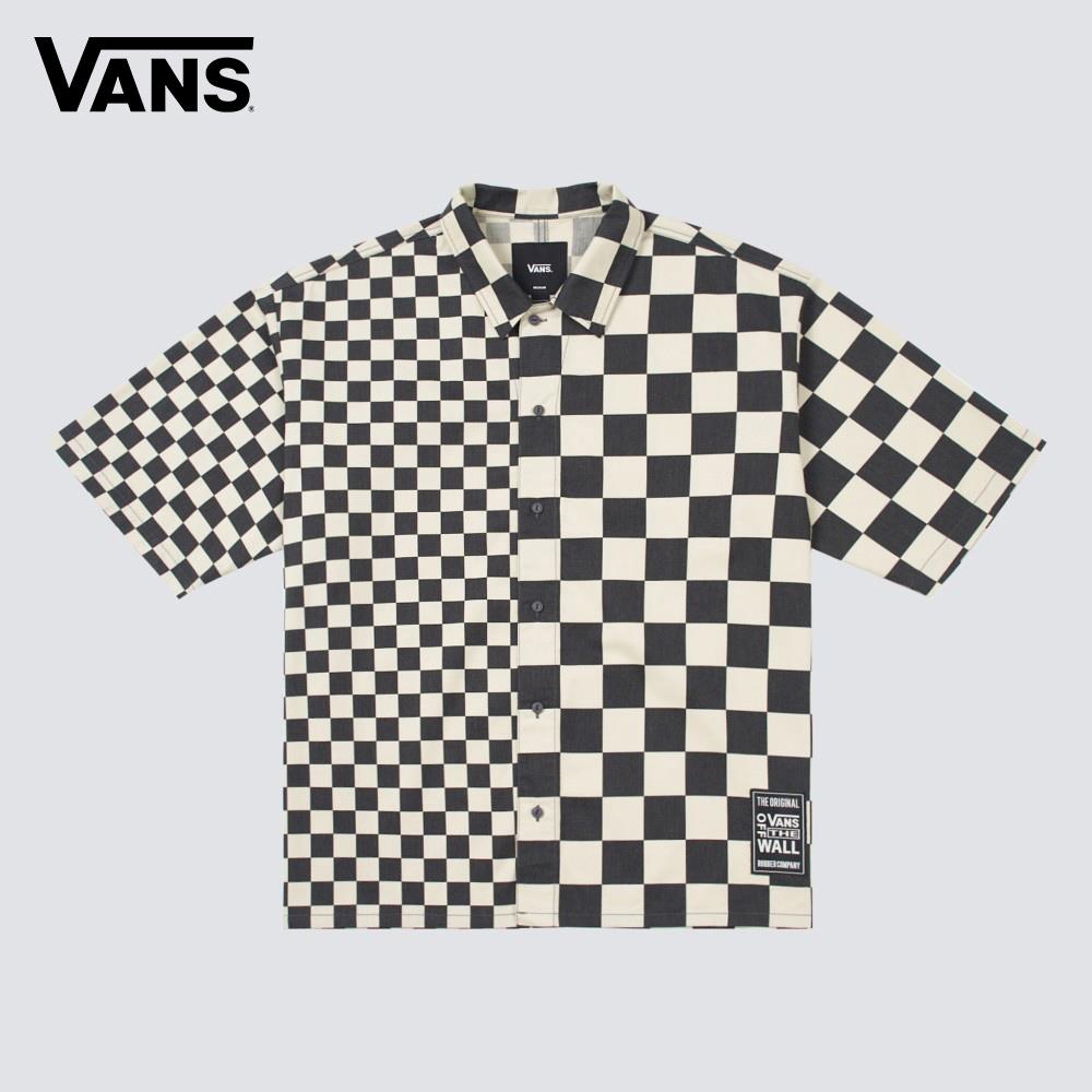 Vans HYBRID CHECKER 男女款黑白色棋盤格短袖襯衫