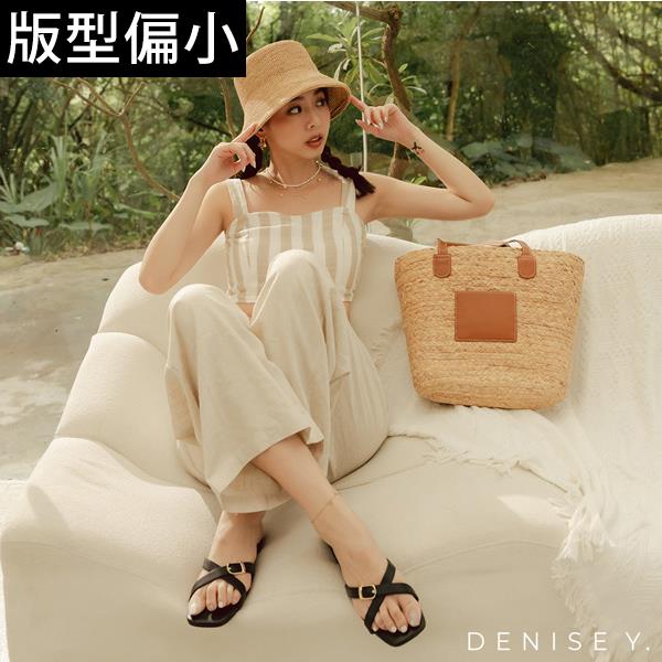 🏖️指定涼鞋專區最高現折$1554🏖️ANNSTAR DENISE聯名-日常氣質交叉細帶方頭平底涼拖鞋-黑(版型偏小)
