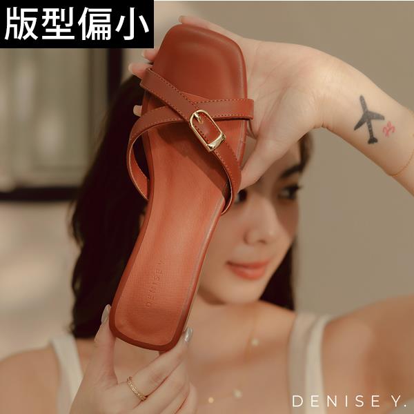 🏖️指定涼鞋專區最高現折$1554🏖️ANNSTAR DENISE聯名-日常氣質交叉細帶方頭平底涼拖鞋-棕(版型偏小)