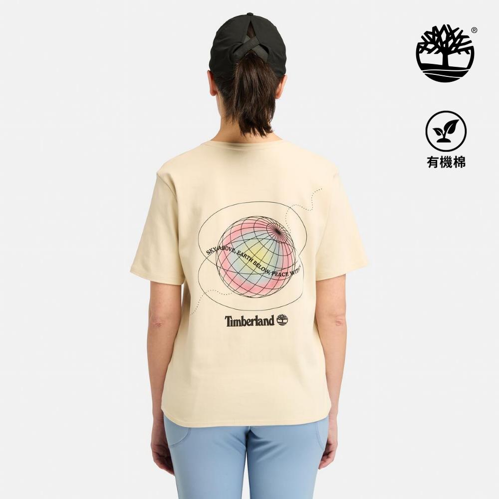 Timberland 女款象牙色休閒印花短袖T恤|A65VBEFL